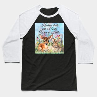 Deer & Bunny Kindness Baseball T-Shirt